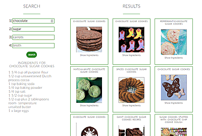 Screen capture of recipe API